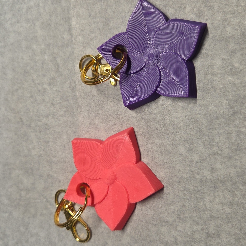 Hand Crafted 3-D printed Floral keychain/Bag Charm